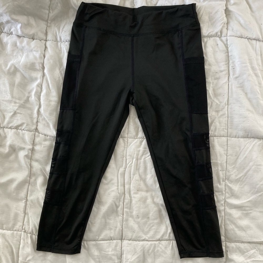 Black Active Wear Leggings with Mesh Detailing